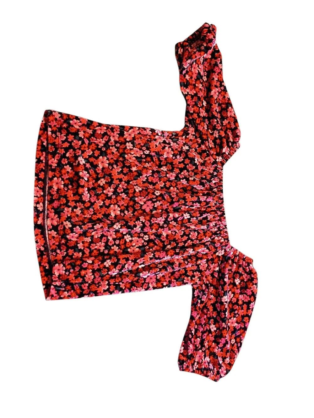 Like New! 2/$10 Old Navy Kids Floral Off-Shoulder Top - Pink Red & Black Boho